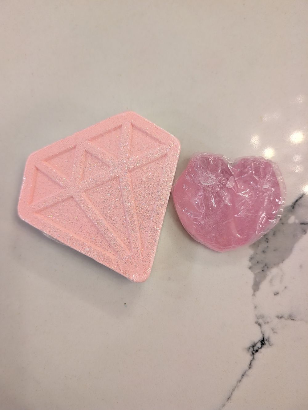 Pink Diamond Sparkle Bath Bomb And Heart Hand Soap Set - Women Bath & Body New